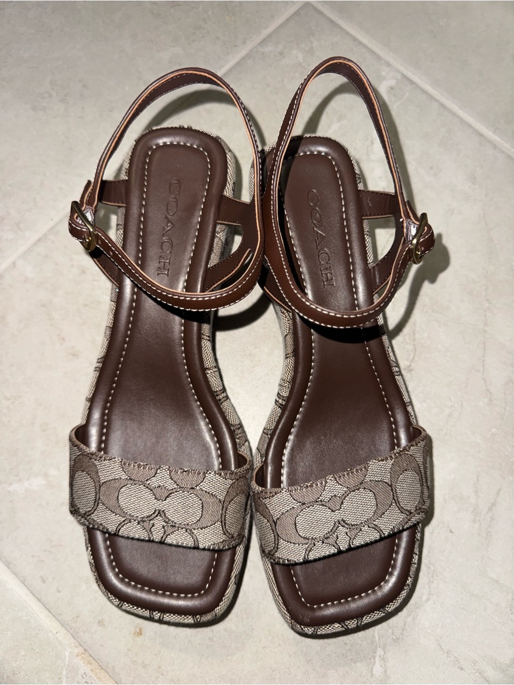 Coach Gale Wedge Sandal In Signature Jacquard 129 CHF NWOB - Picture 5 of 12